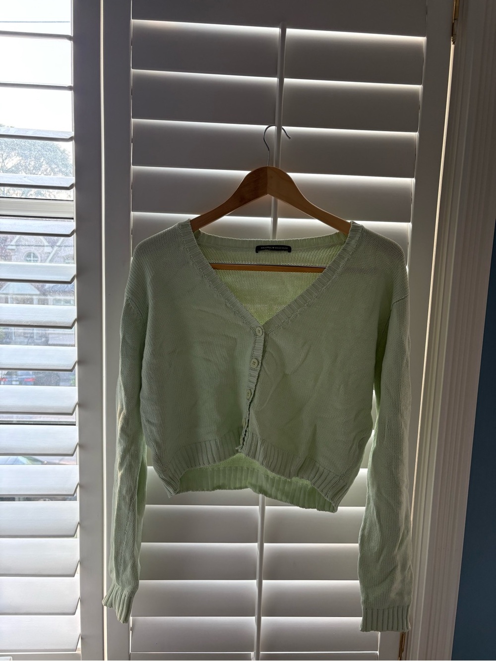 Brandy Melville Mint Green Cropped V-Neck Cardigan